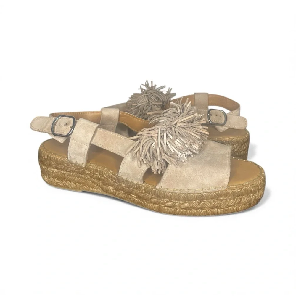 Anthropologie Naguisa Calau Fringe Espadrille Sandals Size 11